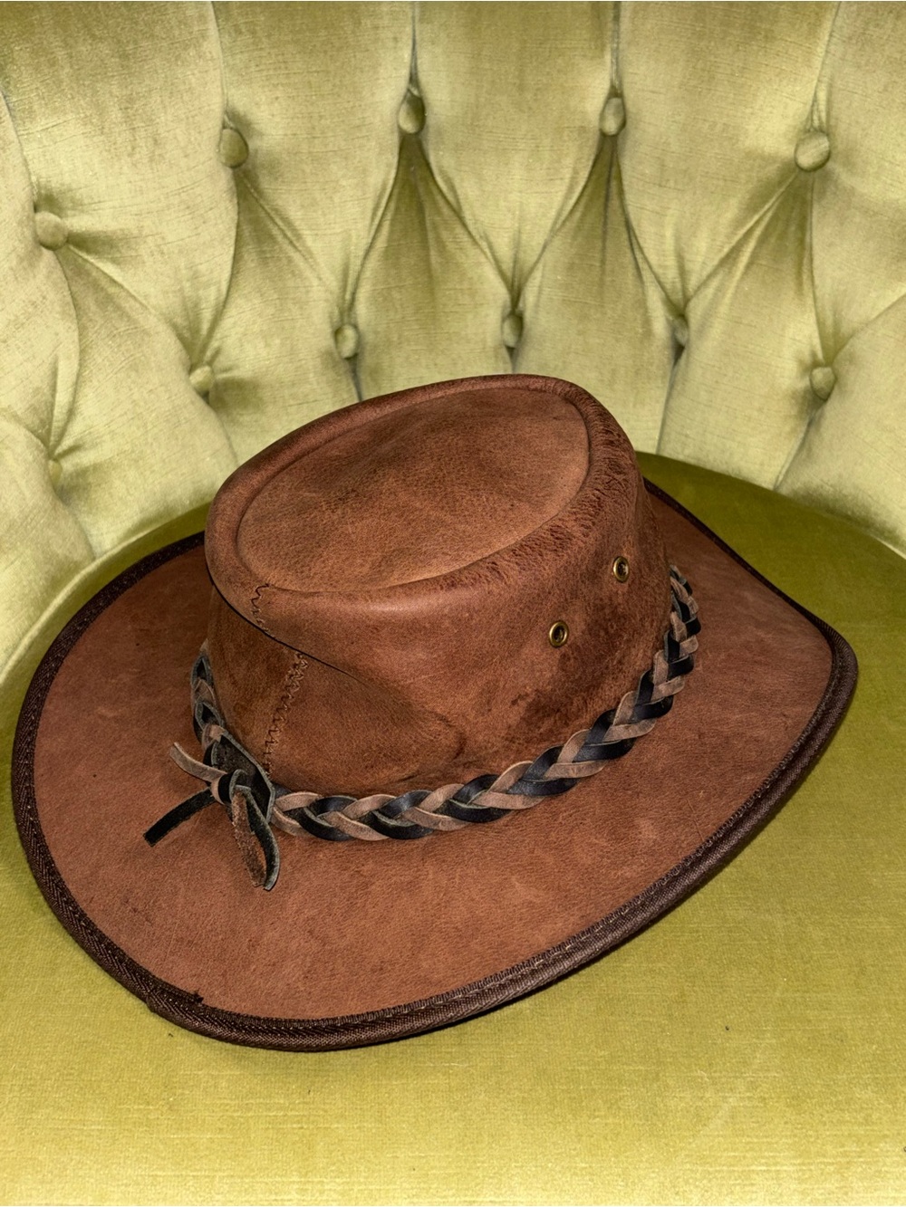 Barmah Squashy Bronco Hat Cattle Leather Made In USA Brown - Large 57